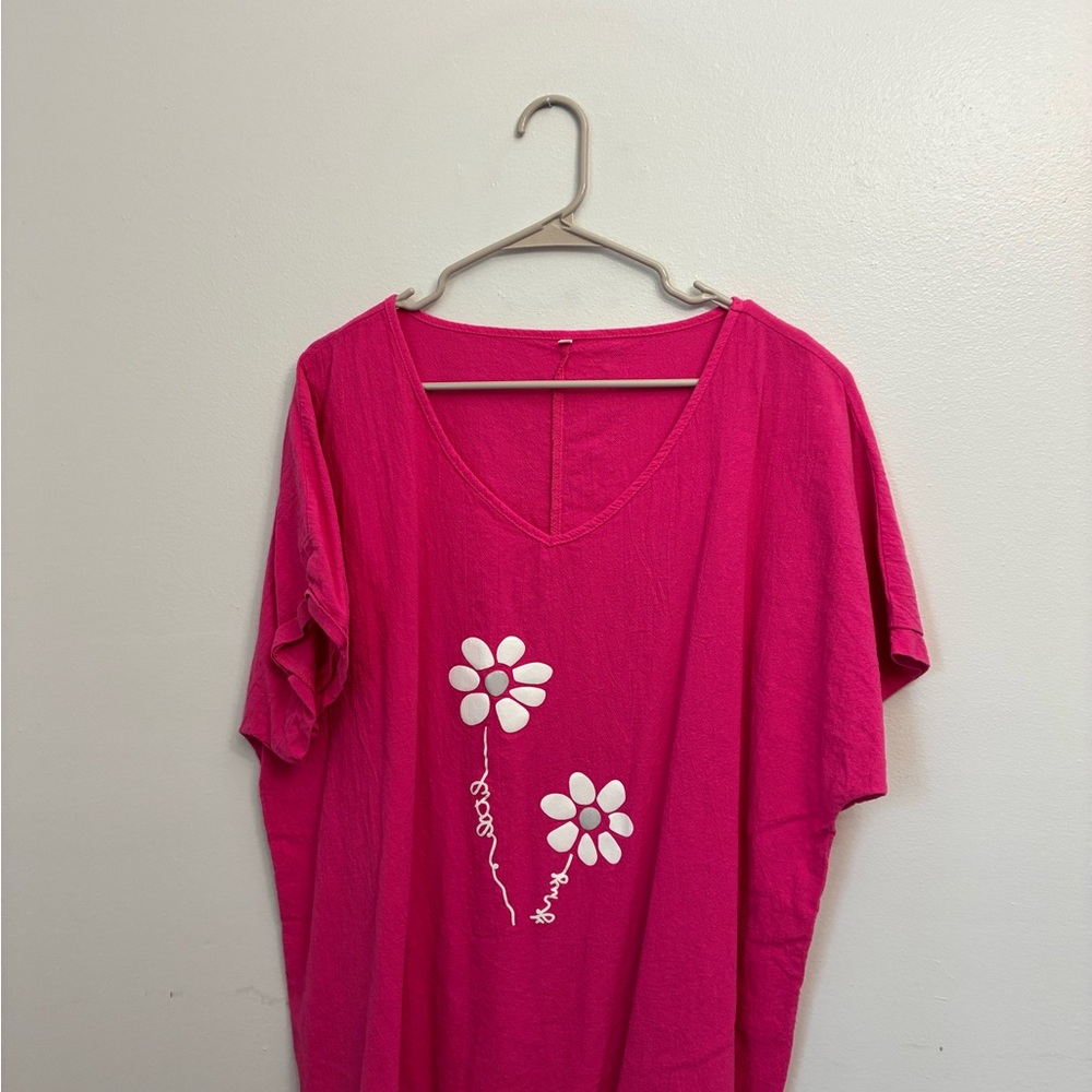 Pink Floral V-Neck Women’s Top